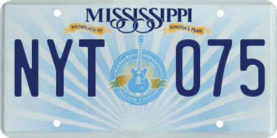MS license plate NYT075