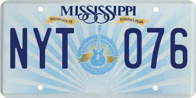 MS license plate NYT076