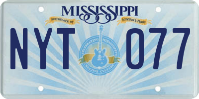 MS license plate NYT077