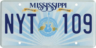MS license plate NYT109