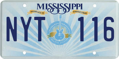 MS license plate NYT116