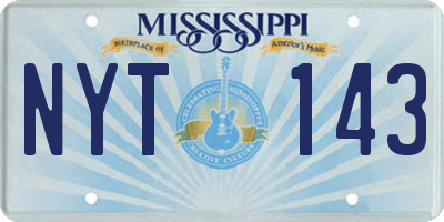 MS license plate NYT143