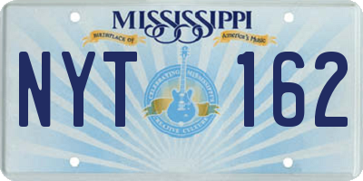 MS license plate NYT162
