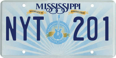 MS license plate NYT201