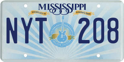 MS license plate NYT208