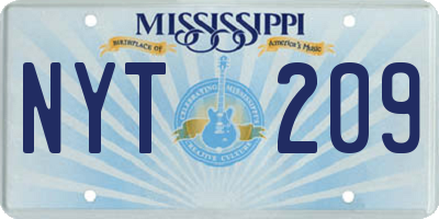 MS license plate NYT209