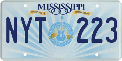 MS license plate NYT223