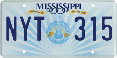 MS license plate NYT315