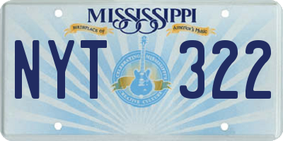MS license plate NYT322