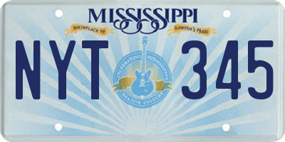MS license plate NYT345