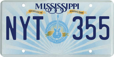MS license plate NYT355