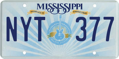 MS license plate NYT377
