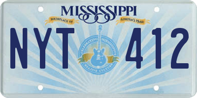 MS license plate NYT412