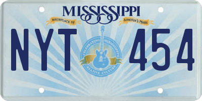 MS license plate NYT454