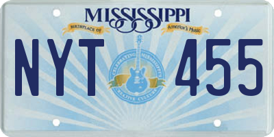 MS license plate NYT455