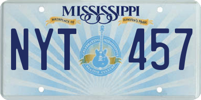 MS license plate NYT457