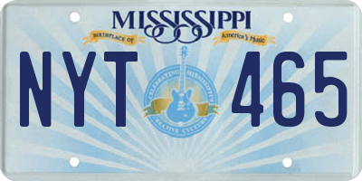 MS license plate NYT465