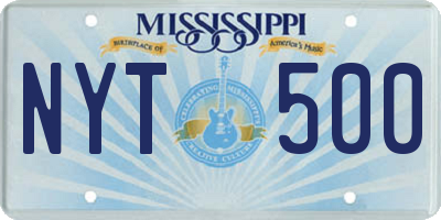 MS license plate NYT500