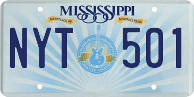 MS license plate NYT501