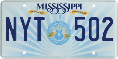 MS license plate NYT502