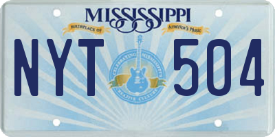 MS license plate NYT504