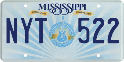 MS license plate NYT522