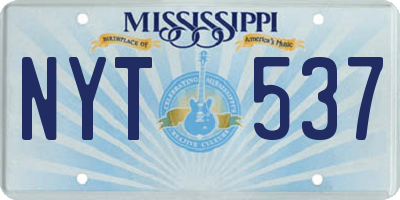 MS license plate NYT537