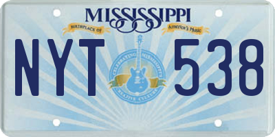 MS license plate NYT538