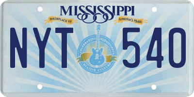 MS license plate NYT540