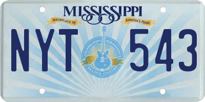 MS license plate NYT543