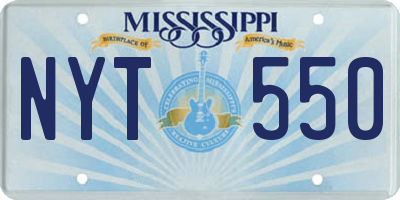 MS license plate NYT550