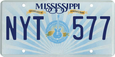 MS license plate NYT577