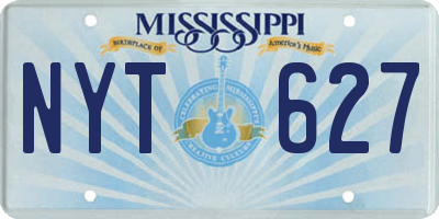 MS license plate NYT627