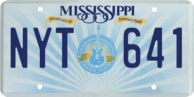 MS license plate NYT641
