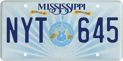 MS license plate NYT645