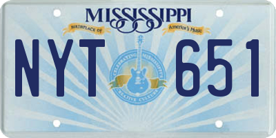 MS license plate NYT651