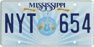 MS license plate NYT654
