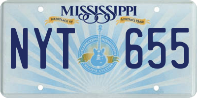 MS license plate NYT655
