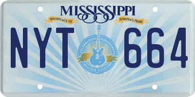 MS license plate NYT664