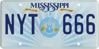 MS license plate NYT666