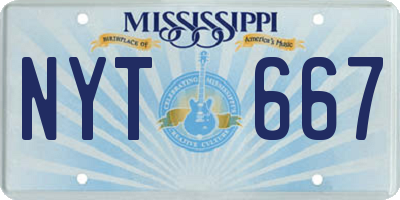 MS license plate NYT667