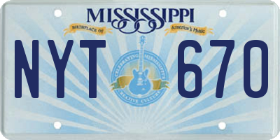 MS license plate NYT670