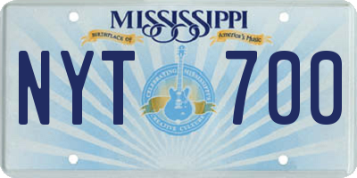 MS license plate NYT700
