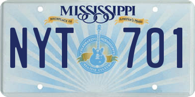 MS license plate NYT701