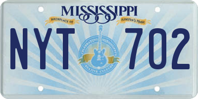 MS license plate NYT702