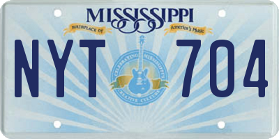 MS license plate NYT704