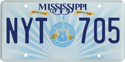 MS license plate NYT705