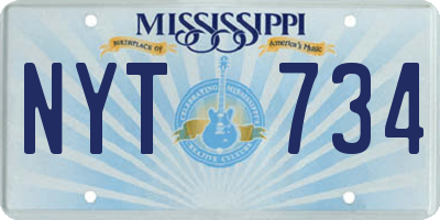 MS license plate NYT734