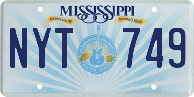 MS license plate NYT749