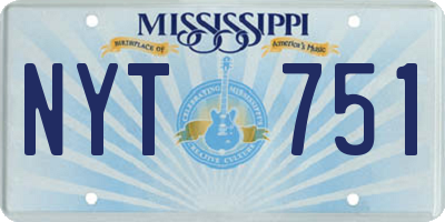 MS license plate NYT751